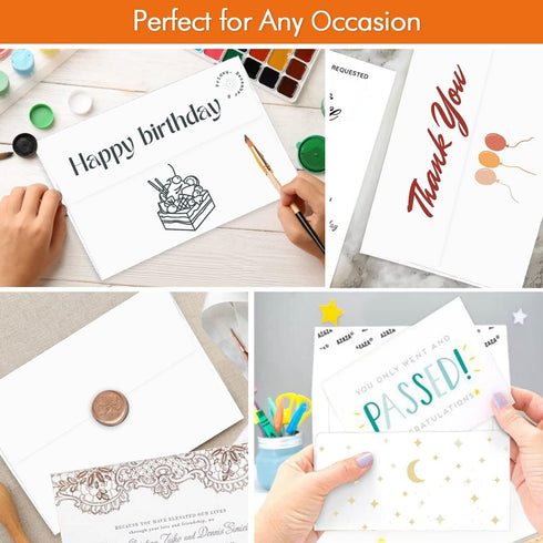 AZAZA 50 Pack A7 White Envelopes, 5x7 Quick Self Seal Envelopes for Weddings, Invitations, Photos, Graduation, Baby