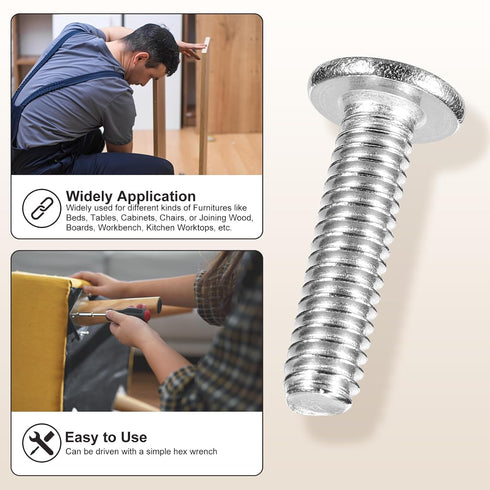 METALLIXITY Set Wrench(M6-1x35mm) 20Pcs, M6 Furniture Crib Screws Replacement with Connector Bolts Screw Barrel Nuts