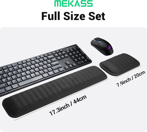 MEKASS Ergonomic Mouse Wrist Rest, Premium Memory Foam Support for Pain Relief, Classic Black