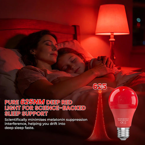BrightArk 625nm Bulb 100% E26 9W Bulb Red Light for Sleep, Blue Light Blocking, Promotes Melatonin Production, LED Red