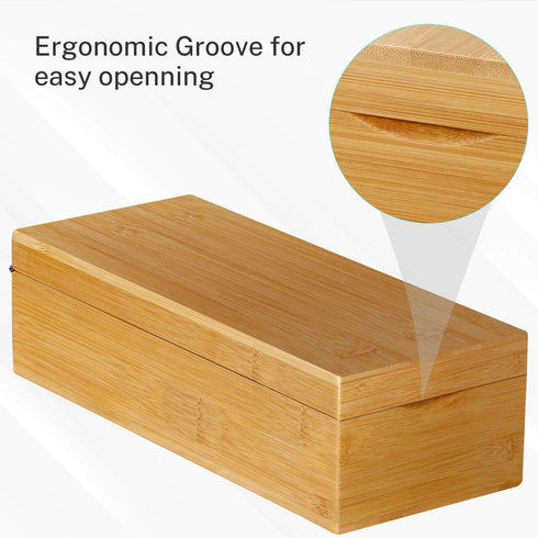 MaxGear Business Card Holder, 2.2 x 3.5 inches, Bamboo Index Cards Organizer Box with 5 Divider Boards for 600 Cards
