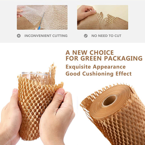 Ready Roll Packaging Paper 12''x 131' Honeycomb Cushioning Wrap Perforated-Packing 1 Rolls Honeycomb Wrap Roll Packing Honeycomb for Packing & Moving void fill paper bubble wrap