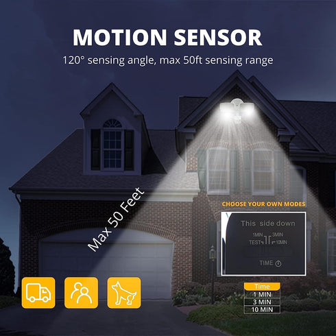 19W 2 2000LM, 5000K, IP65 UME LED Flood Light Motion Sensor Outdoor, Adjustable Head, Waterproof, Dusk to Dawn Security