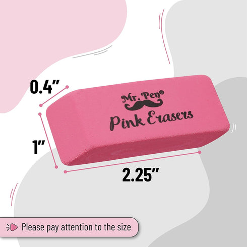Mr. Pen Erasers, 24 Pack Pink Pencil Eraser, Large Erasers for School, Rubber Erasers