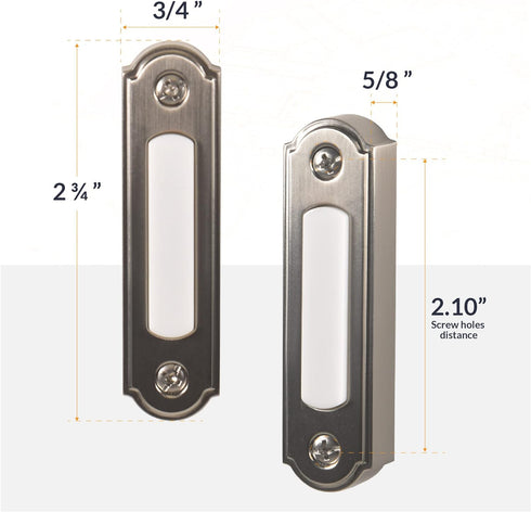 Newhouse Hardware LED Lighted Metal Door Chime Push Button (Satin Nickel) | Surface Mount Lighted Door Bell Button | Replacement Wired Doorbell Button for Most Door Bell Chimes