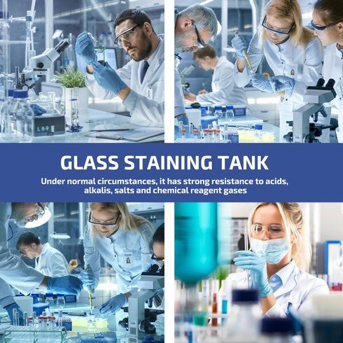 iplusmile Glass Staining Jar, Fits up to 5 Slides, 4.13" Tall, Scientific Laboratory Staining Jar with Cover