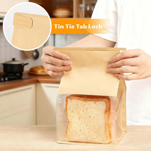 50 6.3 5.1 10.3 Inch Packaging Ohuimrt PCS Bread Bags for Homemade Sourdough Breads, x x Tin Tie Tab Lock Paper Bakery
