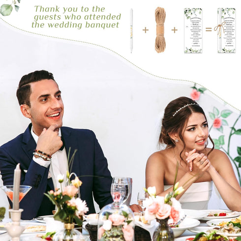 Tenceur 150 Sets Bridal Shower Pens, Thank You Cards with Twine, Retractable Ballpoint Pen Wedding Favors, Black Ink
