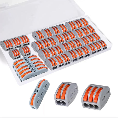 Eugiichr 44 PCS Lever Wire Connectors Nuts Kit - 1/2/3 Port Push-in Quick