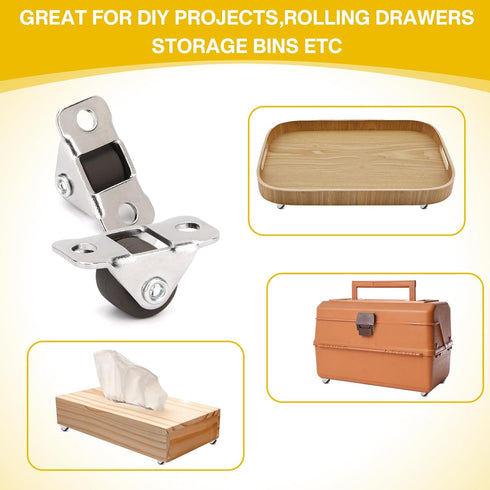 16Pcs 0.5 Inch Tiny Caster Wheels, Self Adhesive Mini Casters for Appliances, DIY Storage Box