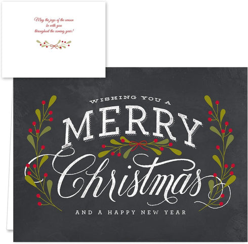 Celebrate the Season Christmas Card Assortment Pack - 25 Greeting Cards Set with 5 Holiday Designs and White Envelopes