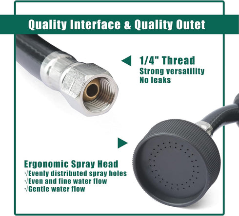 YUXIVCNE 2 1/4" Commercial Pcs Shampoo Bowl Sprayer Head Thread with Black Rubber Hose to Faucet for Salon Barber Shop