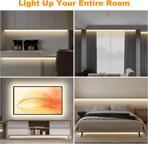 16.4ft 4000K Dimmable Tatazone Smart White COB Led Strip Light with App and Remote, WiFi Bright COB Light Strip
