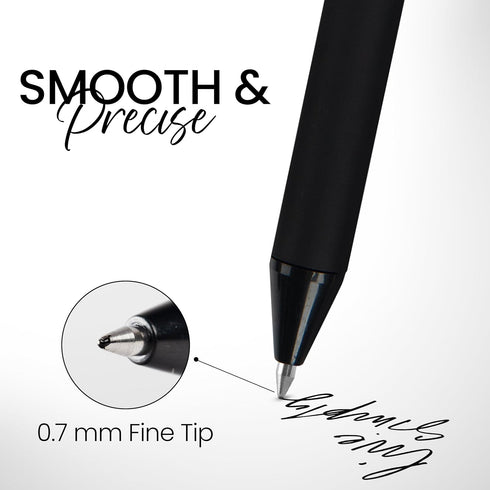 Loddie Doddie 12 Pack Black Gel Pens - 0.7 mm Medium Point Smooth Writing Retractable, No Bleed Non Smudge