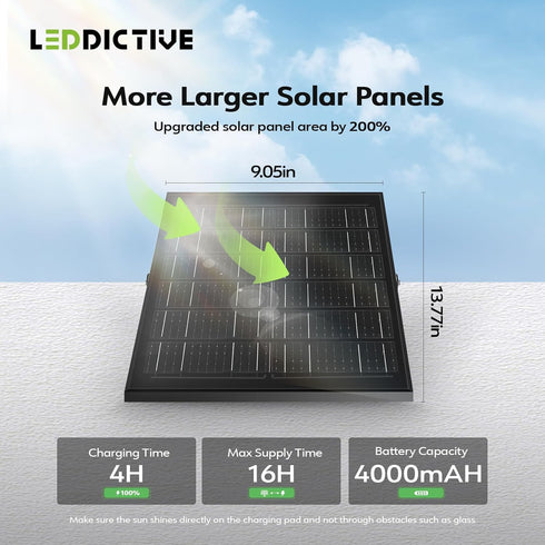 7000K, 3500LM 3 IP65 16.4 Leddictive LED Solar Lights Outdoor Solar Powered Flood Lights with Modes, Dusk to Dawn