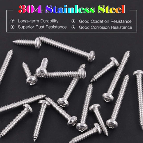 Glarks 51Pcs #8 1/2'' Set T20 (50pcs #8 1/2'') x Button Head Torx Security Sheet Metal Screws Stainless Steel Tamper