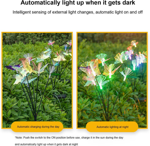 7 Solar Outdoor Lights Butterflies Solar Garden Lights Ground Plug Decorative Lights for Yard, Landscape Lighting Spot