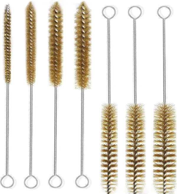 7pcs Brass Wire Tube Brushes, 11 Inch Long Wire Brushes for Cleaning Tubes, Bottles, Keyboards