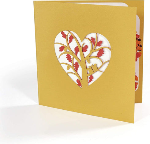 CUTPOPUP Anniversary Card Pop Up, 3D Valentines Day Greeting Card (Squirrel Couple Heart Tree)