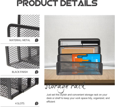Operitacx Metal Letter Magazine Tray, Black Desk Holder with Folder Slots for Paper Document Organization