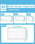 Asnews Set 60, 4-Size Clear Drawer Organizers of Vanity Organizer Trays, Stackable Bathroom & Desk Drawer Organizer