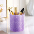 WAVEYU Large Pen Holder for Women, Glitter Makeup Brush Organizer Cup, Luxury Purple PU Leather