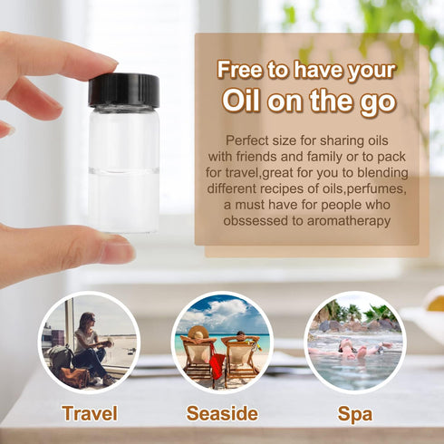Furnido 20ml Glass Sample Vial, 20 Pcs Empty Refillable Glass Bottle with Black Screw Caps for Essential Oil Storage