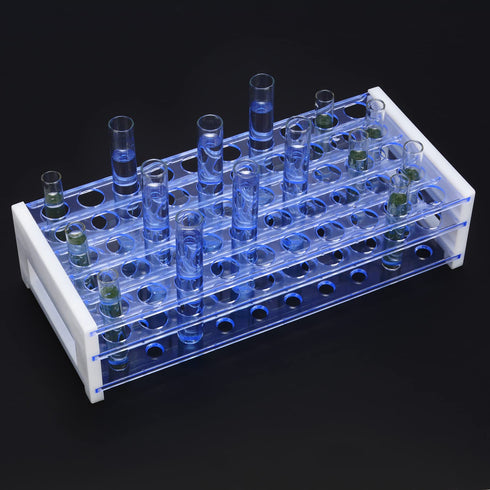 stonylab Test Tube Rack, 3-Tier Detachable Blue Plastic Holder for 50-Place Laboratory Experiments