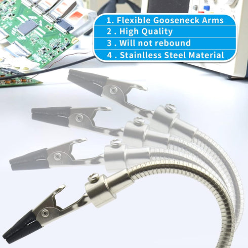 4-Pack Helping Hands Soldering Clamp, Adjustable Soldering Clip with Flexible Gooseneck Metal Arms