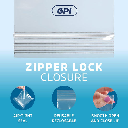 GPI 4" X 6" Clear Plastic Zip Bags, 1000 Count, Heavy-Duty 4 Mil Thick Durable Poly Baggies with Resealable Lock
