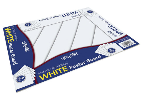 UCreate Poster Board, White, 11" x 14", 5 Sheet Pack