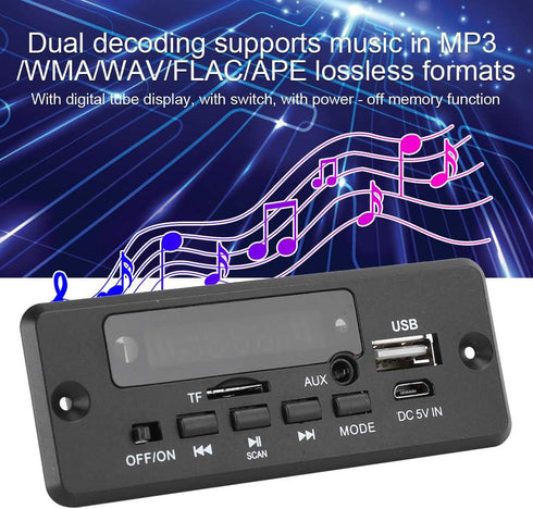 Ejoyous MP3 MP3 2x3W Bluetooth Decoder Board, Decoder Module Digital Display Amplifier Player Module Black Supplies