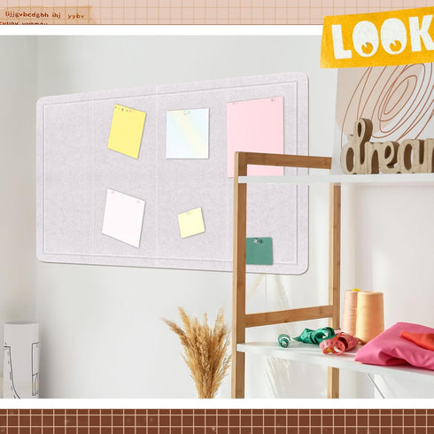 Large Beige Felt Bulletin Board 36 x 24, 8 Pcs Adhesive Tiles for School Office