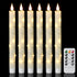 GenSwin Flameless Taper Candles with Remote and String Lights, Ivory Real Wax