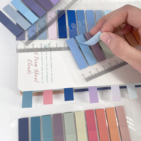 Sticky Tabs 800 Pcs for Book, Colorful Sticky Index Tabs 40 Colors Translucent Annotation Tabs,Transparent, Writable Page Tabs with Ruler