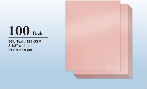 Pink Metallic Paper, 100-Pack Light Pink Shimmer Paper, 120 GSM, 8.5 x 11 Inches for Crafting