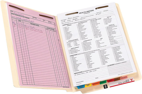 Smead 100% Recycled End Tab Fastener File Folder, Manila, 2 Fasteners, Letter Size, 50 per Box
