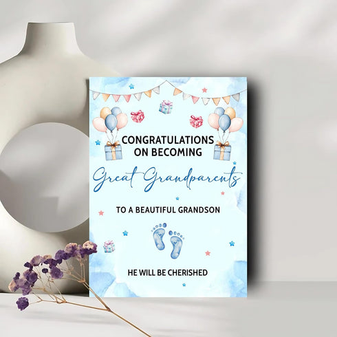 Lerime66 Congratulations On Becoming Great Grandparents! Card - New Baby Announcement For Great Grandparents - New
