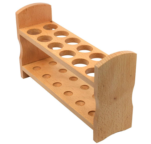 EISCO Wooden Test Tube Rack, Accommodates 12 Tubes up to 28mm, 10.25" Wide, Beech Wood