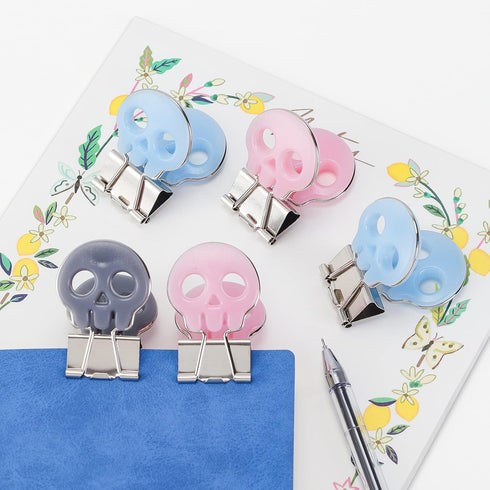 Skull Shape Medium Paper Clips, Easy Grip Binder Clips, Assorted Color, 10 Pcs/Set School Office Supplies