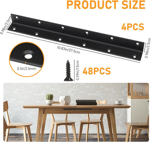Xingwenhao 4pcs 90 (275x25x25mm) Raised Garden Bed Corner Brackets, L Bracket, Degree Angle Brackets, Black Metal Bed