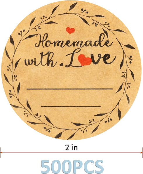 More(2" 500/roll) (brown10) Jam and Jelly Jar Canning Labels for Mason Jars and Round with Lines for Writing- Jar