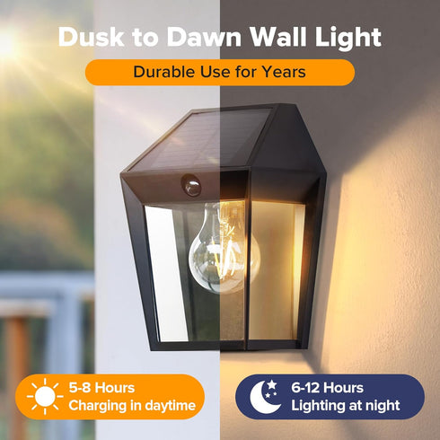 3 1Pack LUTEC Solar Wall Lights Outdoor, Solar Wall Lanterns with Modes, Dusk to Dawn Motion Sensor Led Sconce Lights