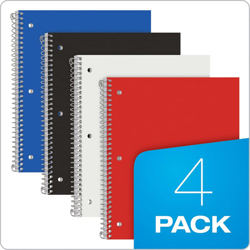 Oxford College Ruled Spiral Notebook 8.5 X 11 - Pack of 4 - College Ruled Paper - 1 Subject - Durable Plastic Cover -100 Sheets With Divider Pocket folder by Oxford