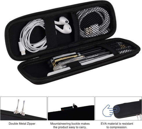 iDream365 Small Pencil Case Holder for Pencils, Hard Pen Case for Executive Fountain Pens, Ballpoint Pens - Black