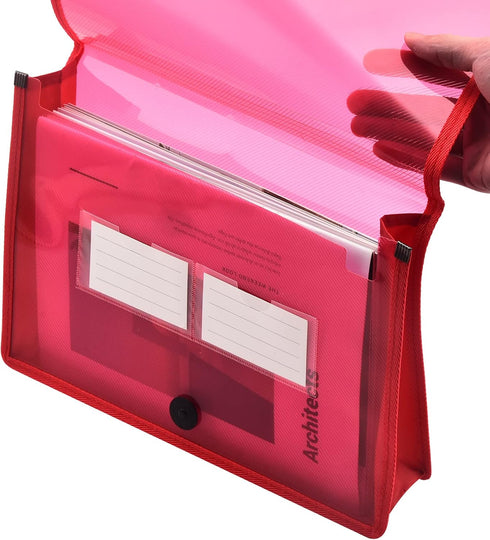 Expanding File Folder Document Organizer, Elastic Cord & Button Closure, Letter Size, 2.8" Expansion, 5 Pack for Home