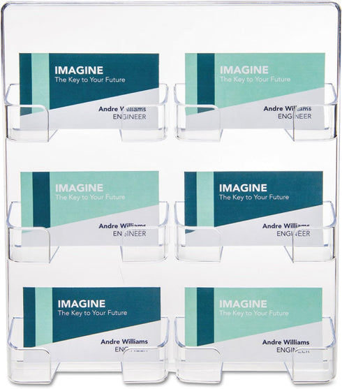 deflecto 6-Pocket Business Card Holder, Clear, Holds 480 Cards, 8.5 x 1.63 x 9.75