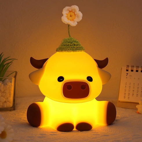 Attivolife Highland Cow Night Light for Kids, Flower Cow Cute Animal Gift