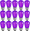 15 Pack S14 LED Bulbs, Purple Christmas Replacement for Outdoor String Lights, 1W Vintage E26 Base Bulb
