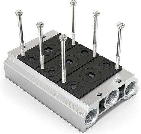 TAILONZ PNEUMATIC 200M 3-Position Solenoid Valve Base Manifold 4V210-08 with Accessories, 1/4 Inch